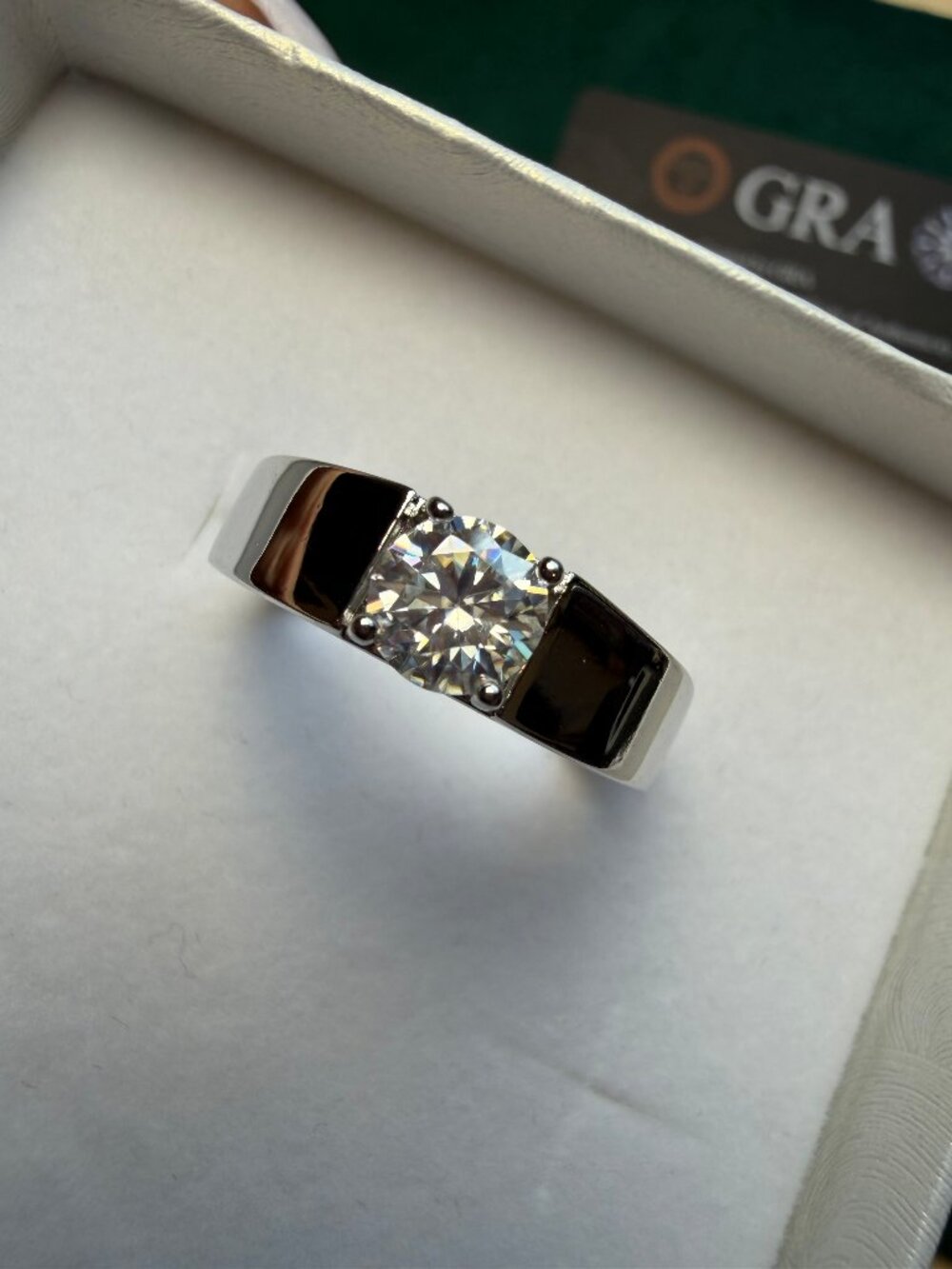 MEN's 1 CT Moissanite Ring 14K White Gold Plated Size 11